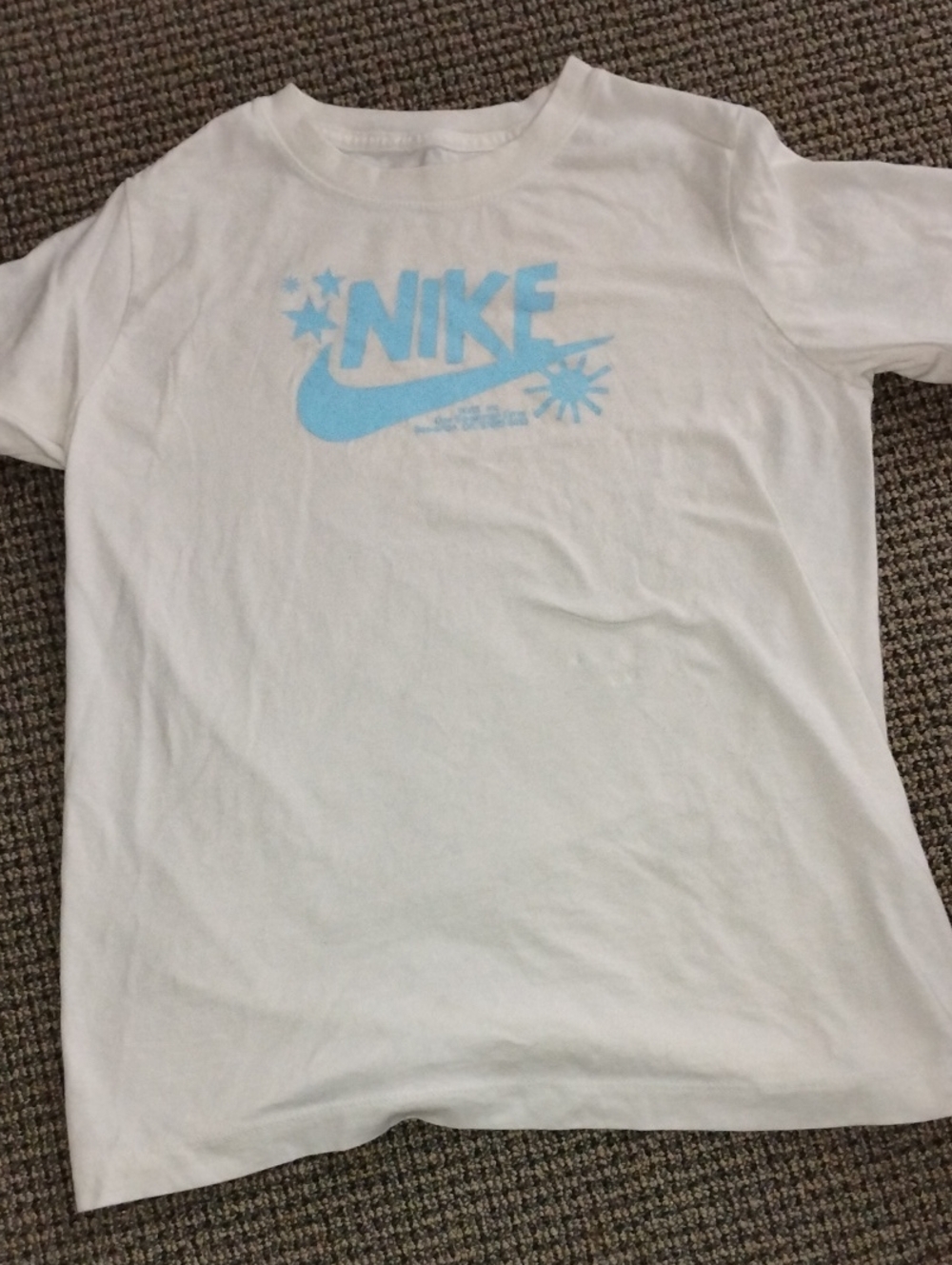 Nike White T-Shirt‎ with Light Blue Swoosh